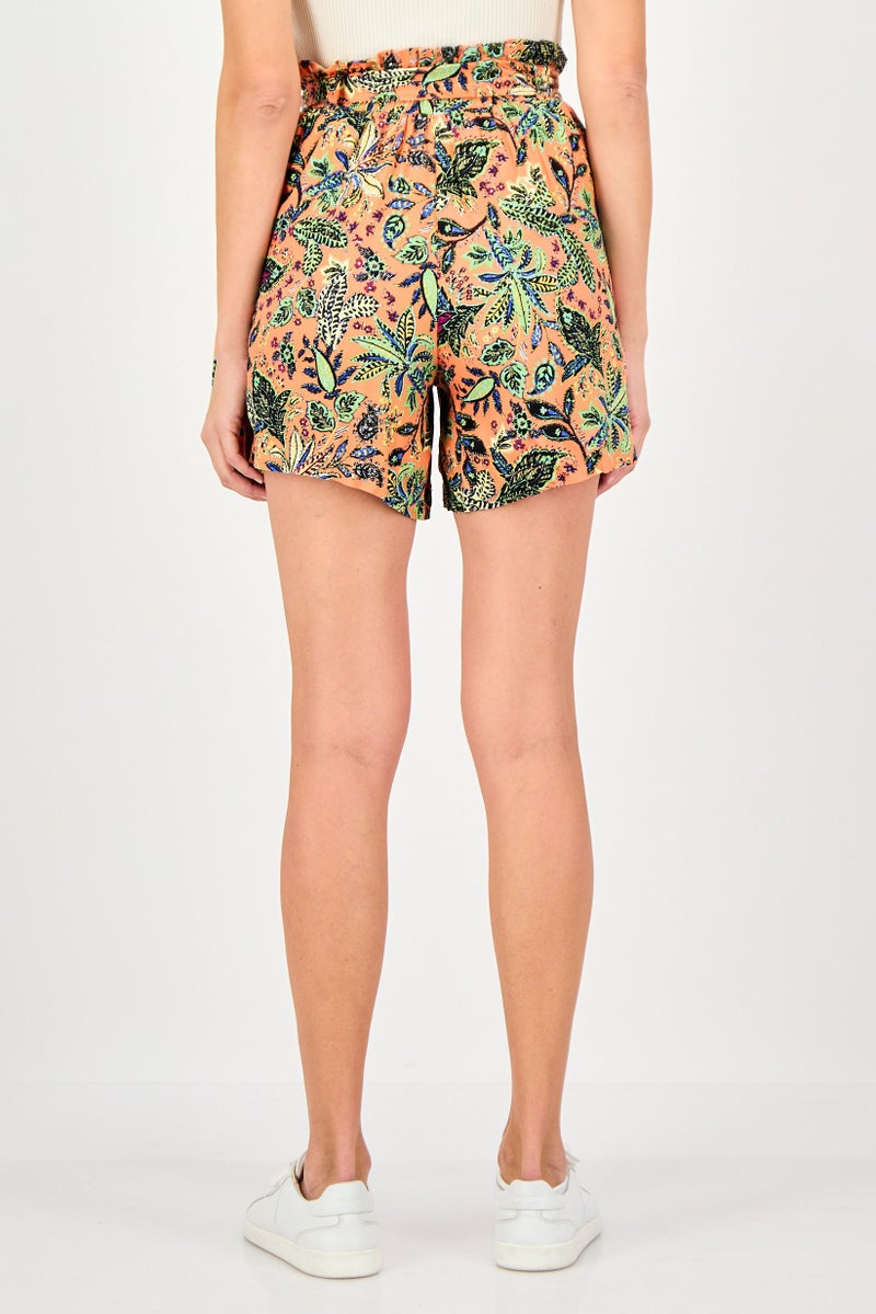 promod Women Floral Print Shorts, Multicolor - Image 4